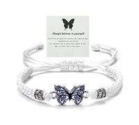 Meztole Always Believe in Yourself Butterfly Bracelet - Cute Charm Bracelets for Women, Adjustable Braided Rope, Lucky Friendship Matching Bracelet, adjustable, Nylon, no gemstone