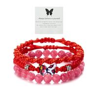 Meztole Always Believe in Yourself Butterfly Bracelet - Cute Charm Bracelets for Women, Adjustable Braided Rope, Lucky Friendship Matching Bracelet, adjustable, rope, no gemstone