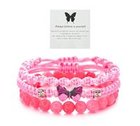 Meztole Always Believe in Yourself Butterfly Bracelet - Cute Charm Bracelets for Women, Adjustable Braided Rope, Lucky Friendship Matching Bracelet, adjustable, rope, no gemstone