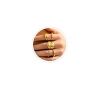 Meztole Chunky Gold Rings for Women Non Tarnish Gold Silver Stackable Ring Set Adjustable Open Dome Statement Ring Minimalist Thick Solid Ring Geometric Band Simple Rings Jewelry, One Size, Metal, No