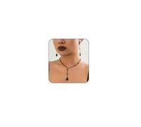 Meztole Gothic Vampire Necklace for Women,Black Red Crystal Beaded Blood Necklace for Halloween Party,Punk Y-Style Witch Costume Goth Jewelry Accessories, adjustable, Alloy Steel, No Gemstone