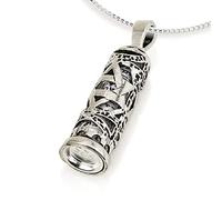 Mezuzah Necklace, Scroll Pendant with Star Of David, Jewish Shema Necklace, Jewish Jewelry for Women, Chain Hebrew Letters, Messianic, Sterling Silver, No Gemstone