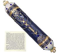Mezuzah with Scroll for Door, Alloy Blessing Mezuzah for Door, Colored Painted Mezuzah Case Mezuzha Scroll Kosher for Jewish Gifts, Christmas, New Year, Easter
