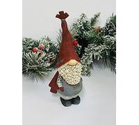 Mezzaluna Gifts Christmas Gnome Figurine Traditional Red & Grey Nordic Festive Ornament ((L) RED HAT CAPE H23cm x W7.5cm x D7cm)