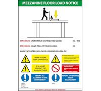 Mezzanine Floor Load Notice - Safe Working Loads Sign - Drywipe - SWL Notice - 5mm Foamboard Sign (White, A3 (297 x 420mm))
