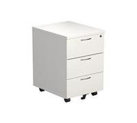 Mezzo 3 Drawer Mobile Pedestal - White - TESMP3WH