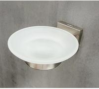 Mezzo Tec Soap Dish With Glass Insert Matte Brushed Metal/ Satin Glass