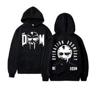 Mf Doom Casual Hoodie Tops Men's Women's Streetwear Fashion Autumn Winter Clothes Long Sleeve Sweatshirt Pullover-Black||3XL
