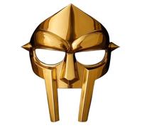 MF DOOM Mask Golden Medieval Roman Gladiator Face Helmet with Spikes & Leather Straps | Cosplay Costume Prop for Halloween | Metal Full Face Wearable Unisex Mask