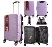 MF Handbags 20" Cabin-Size Trolley Suitcase - 4-Wheel 360° Spinner, Detachable Wheels, Lightweight & Durable with Combination Lock (Purple)