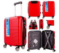 MF Handbags 20" Cabin Trolley Suitcase - 4-Wheel 360° Spinner, Lightweight Hard Shell, Detachable Wheels & TSA Combination Lock (Red)