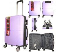 MF Handbags 20" Cabin Trolley Suitcase - 4-Wheel 360° Spinner, Lightweight Hard Shell with Detachable Wheels, TSA Combination Lock (Purple)