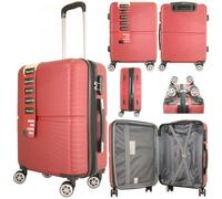 MF Handbags 20" Cabin Trolley Suitcase - 4-Wheel 360° Spinner, Lightweight Hard Shell with Detachable Wheels, TSA Combination Lock (Red)
