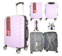 MF Handbags Cabin Trolley Suitcase | 4-Wheel, 360° Spinner, Lightweight Hard Shell with Detachable Wheels, TSA Combination Lock (Purple)