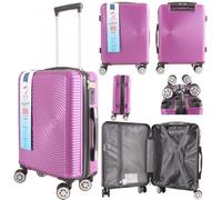 MF Handbags EasyJet Approved 45x36x20cm 4-Wheel Hard Shell Cabin Suitcase - Lightweight Underseat Hand Luggage, 360° Spinner Wheels, Combination Lock, Durable Travel Trolley (Dark Purple)