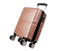 MF Handbags Ryanair Approved 40x20x25cm Hard Shell Cabin Suitcase - Lightweight 4-Wheel Underseat Hand Luggage with 360° Spinner Wheels, Durable Travel Trolley Bag with Combination Lock (Rose Gold)