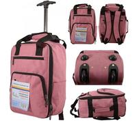 MF Handbags Ryanair Underseat Cabin Bag 40x25x20cm | Wheeled Travel Backpack with Trolley Handle | Airline Approved Lightweight Hand Luggage (Pink)