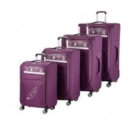 MF Handbags Set of 4 Trolley Suitcases - 4-Wheel 360° Spinner, Expandable, Lightweight Polyester, Combination Lock, Scratch-Resistant, Durable Luggage Set (32", 28", 26", 20") (Dark Purple)