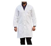 MF International Lab Coat Men | Medical Coat | Doctor Coat | Students Uniform Coat | Multiple Pockets, Classic Fit | Premium Quality Cotton Polyester Blend Fabric (Medium) White