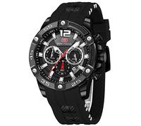 MF MINI FOCUS Men Watch, Chronograph Waterproof Sport Analog Quartz Watches Silicon Strap Fashion Wristwatch for Men, I-all black, Chronograph,Quartz Watches