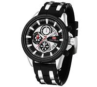 MF MINI FOCUS Men Watch, Chronograph Waterproof Sport Analog Quartz Watches Silicon Strap Fashion Wristwatch for Men, Q-Silver Black, Chronograph,Quartz Watches