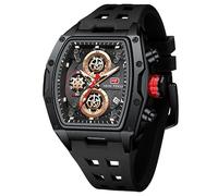 MF MINI FOCUS Men Watches Unique Wrist Watches (Chronograph/Waterproof/Luminous/Calendar) Soft Silicon Band Fashion Watches for Men(Black Golden)