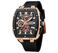 MF MINI FOCUS Men's Watch Analog Fashion Wrist Watch, Skeleton Tonneau Watch for Men with Chronograph,Ideal for Sports Enthusiasts and Daily Wear, Blue_Golden (Black)