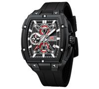 MF MINI FOCUS Men's Watch Analog Fashion Wrist Watch, Skeleton Tonneau Watch for Men with Chronograph,Ideal for Sports Enthusiasts and Daily Wear, Blue_Golden (All_Black)