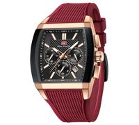 MF MINI FOCUS Men's Watch Analog Fashion Wrist Watch, Tonneau Watch for Men with Chronograph,Ideal for Sports Enthusiasts and Daily Wear, Red2