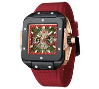MF MINI FOCUS Men's Watch Fashion Square Wrist Watches (Chronograph/Waterproof/Luminous/Calendar) Silicon Strap Quartz Watch for Men, Red_Black, Modern,Fashion,Strong