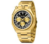 MF MINI FOCUS Unique Dress Men Watches (Chronograph/Waterproof/Luminous/Calendar) Big Face Stainless Steel Band Watches for Men, Black_Golden