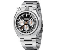 MF MINI FOCUS Unique Dress Men Watches (Chronograph/Waterproof/Luminous/Calendar) Big Face Stainless Steel Band Watches for Men, Black_Silver