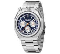 MF MINI FOCUS Unique Dress Men Watches (Chronograph/Waterproof/Luminous/Calendar) Big Face Stainless Steel Band Watches for Men, Blue_Silver