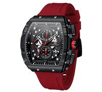 MF MINI FOCUS Watch Wristwatch Fashion Hollow Big Dial Luminous Waterproof Sport Analog Quartz Business Mens Watches Silicon Strap Dress Watch, I-Red, Leisure Sports
