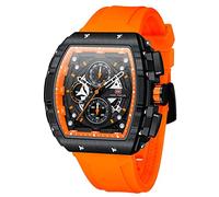 MF MINI FOCUS Watch Wristwatch Fashion Hollow Big Dial Luminous Waterproof Sport Analog Quartz Business Mens Watches Silicon Strap Dress Watch, F-gold blue, sports, business