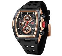 MF MINI FOCUS Watch Wristwatch Fashion Hollow Big Dial Luminous Waterproof Sport Analog Quartz Business Mens Watches Silicon Strap Dress Watch, M-Gold black, sports, business