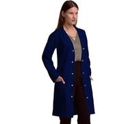 MF Professional Lab coat for Unisex, Doctor Workwear Lab Coat Navy, Multiple Pockets, Classic Fit, Snap Closing, Long Sleeve Medical coat, Cotton Polyester Scientist Lab Uniform Large.