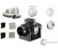 MF100 Bathroom Shower InLine Fan Extractor Std or Timer / With or Without Kit 4"