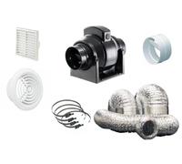 MF100S MF100T Timer Std Mixedflow Back Draught Bathroom Inline Fan Kit 4" 100mm (MF150 Standard)