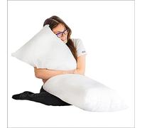 mFabrics Long Bolster Pillow Insert 4FT- Soft Hollowfiber Filled Maternity Support Pillow - Breathable & Comfortable bounce bounce back Anti-Allergy bed pillow white (Double - 4.6FT)