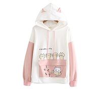 Mfacl Hoodies Sweatshirt Kawaii Hoodie Harajuku Japanese Sweets Fish Cute Cat Hoodie for Girls Soft Streetwear Women Top (Color : Long Sleeve, Size : M)