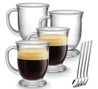 Mfacoy Glass Coffee Mugs Set of 4, Clear Large Coffee Mug 15 Oz With Handles for Hot Beverages, Clear Mugs for Tea, Cappuccino, Latte, Espresso Coffee, Juice, Glass Coffee Cups