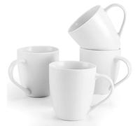 Mfacoy White Coffee Mugs Set of 4, 16 Ounce Mug with Handles, Ceramic Coffee Cups, Porcelain Mugs Sets, Large Coffee Mugs for Coffee, Tea, Hot Cocoa, Milk, Microwave and Dishwasher Safe