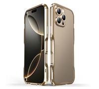 MFAOSHI Case for iPhone 16 Pro Max/16 Pro/16 Plus/16, Luxury Aluminum Alloy Metal Bumper Frame Case Slim Lightweight Shockproof Cover,Gold,16 ProMax
