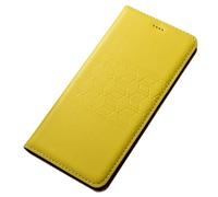 MFAOSHI Genuine Leather Case for iPhone 17 Pro Max/17 Pro/17 Air/17, Magnetic Flip Vintage Business Wallet Cover with Card Slot Kickstand Case,Yellow,17 ProMax