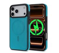 MFAOSHI Magnetic Case for iPhone 17 Pro Max/17 Pro/17 Air/17, Slim Anti-Fingerprint Non Slip Leather Case Support Wireless Charging Cover,Blue,17 ProMax