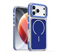 MFAOSHI Magnetic Case for iPhone 17 Pro Max/17 Pro/17 Air/17, Slim Non Slip Anti-Yellowing Clear Case with Metal Frame Lens Protection Cover,Blue,17 Pro