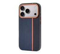 MFAOSHI Magnetic Case for iPhone 17 Pro Max/17 Pro/17 Air/17, Slim Splicing Color Leather Cover with Metal Frame Camera Protection Case,Blue,17 ProMax
