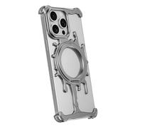 MFAOSHI Metal Case for iPhone 16 Pro Max/16 Pro, Slim Magnetic Frameless Heat Dissipation Phone Cover with Rotation Ring Stand Case,Grey,16 ProMax