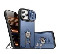 MFAOSHI Slim Case for iPhone 17 Pro Max/17 Pro/17 Air/17, All-inclusive Lens Protection Shockproof Case with Swivel Metal Stand Cover,Blue,17
